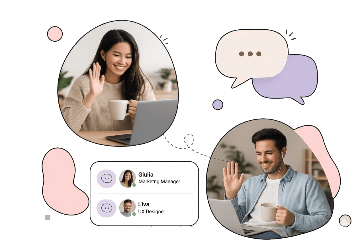 Persone in videochiamata su Virtual Coffee